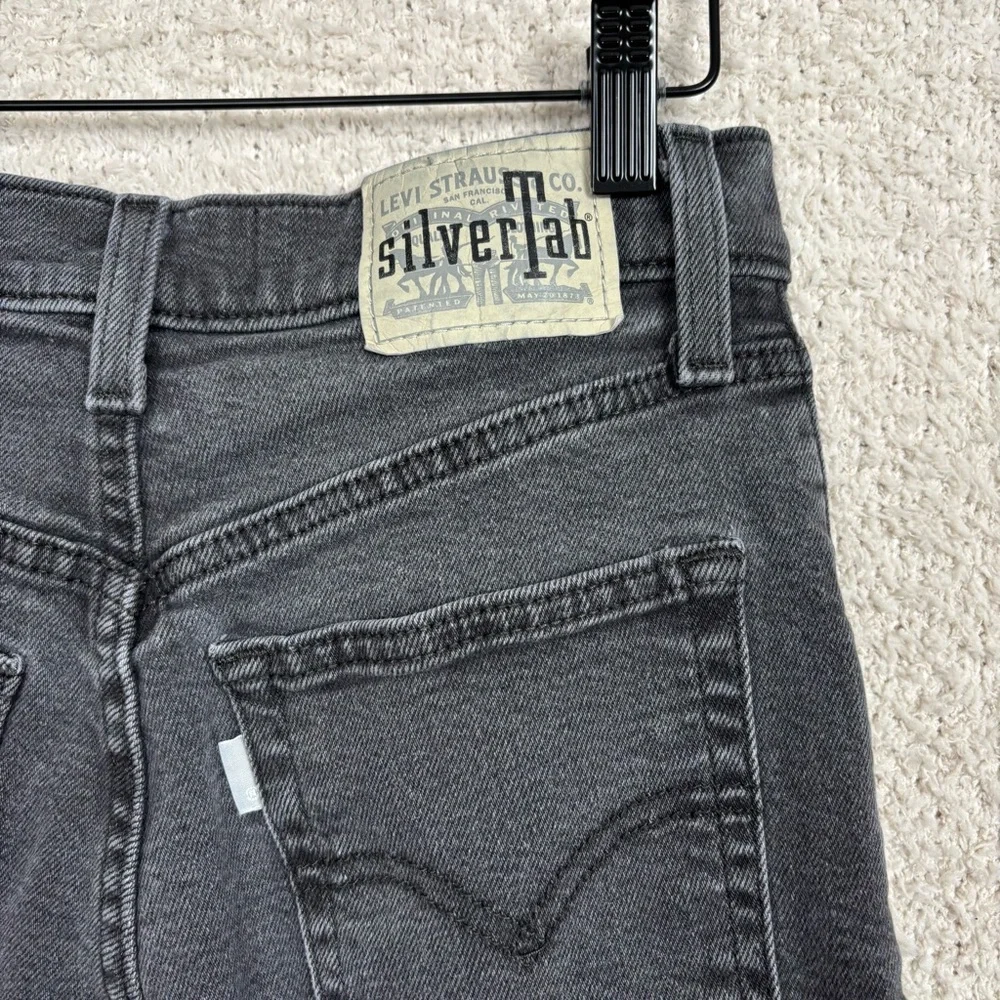 Levis Silvertab Jeans Womens 27 Black Mom Jean‎ High Rise Barrell Zip Fly Denim